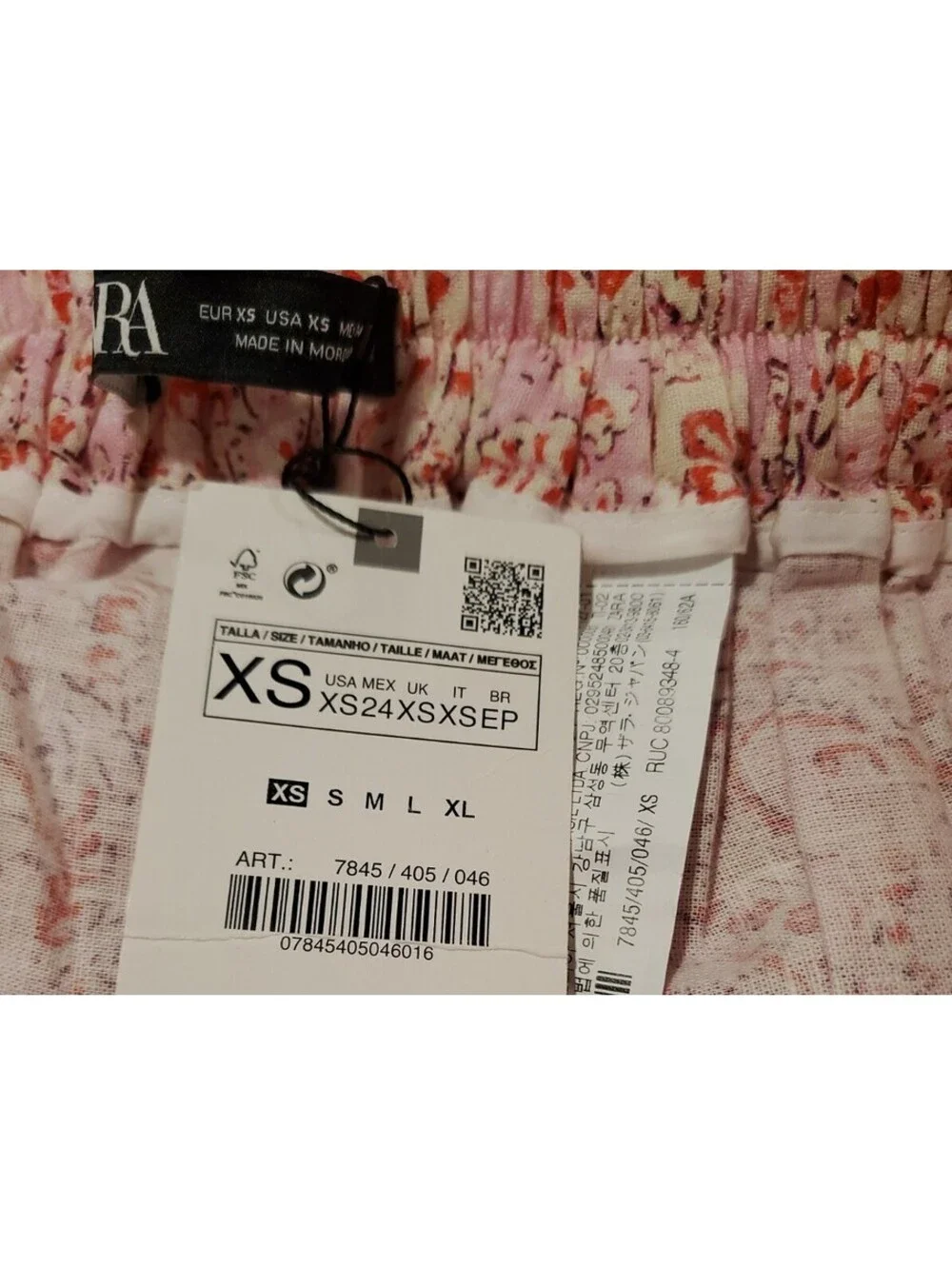 ZARA XS Pink Floral Paisley Linen Palazzo Pants Wide Straight Leg